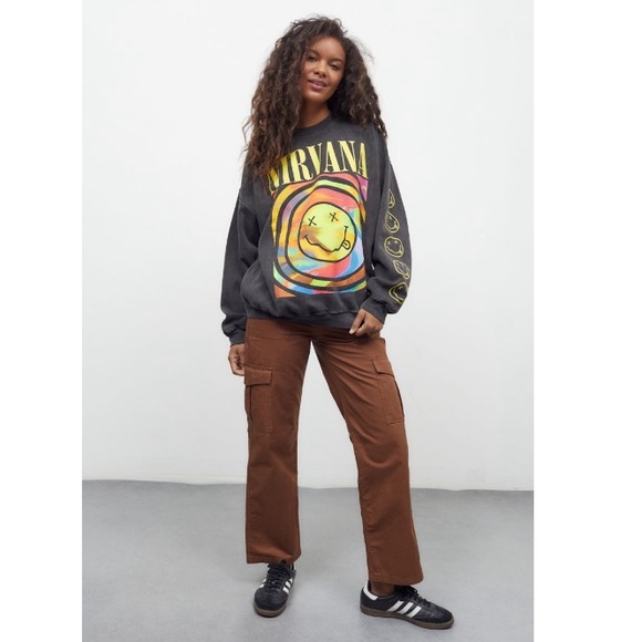 Urban Outfitters | Tops | Urban Outfitters X Nirvana Black Oversized  Sweatshirt | Poshmark